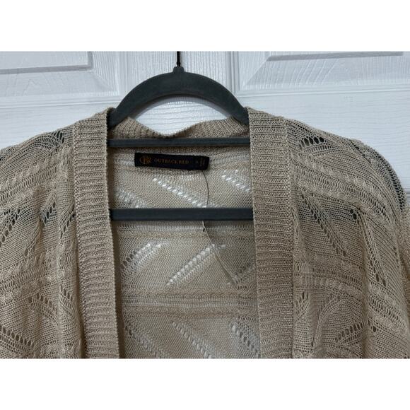 The Limited Outback Red 100% Linen Short Sleeve Open Knit Cardigan XL NWT - Picture 2 of 4